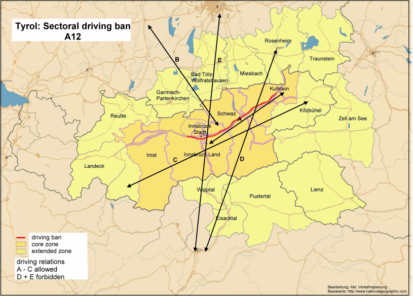 map for sectoral driving ban A12