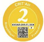French Crit'Air sticker yellow