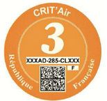 French Crit'Air sticker orange