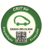 Francúzsky Crit'Air nálepka zelená