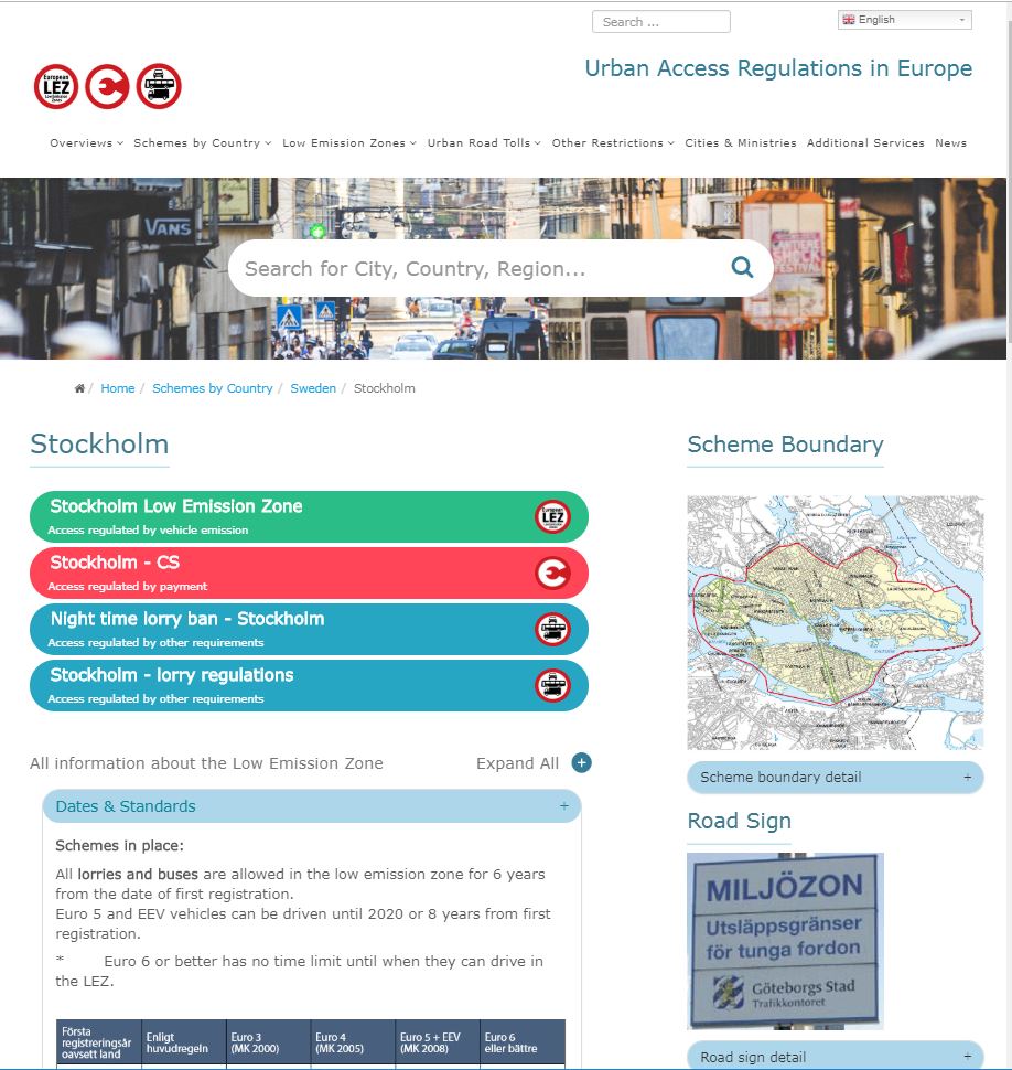 Evropska uredba za mestni dostop Stockholm