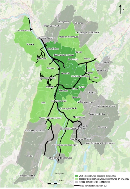 French Low Emission Zones Map Greater Grenoble