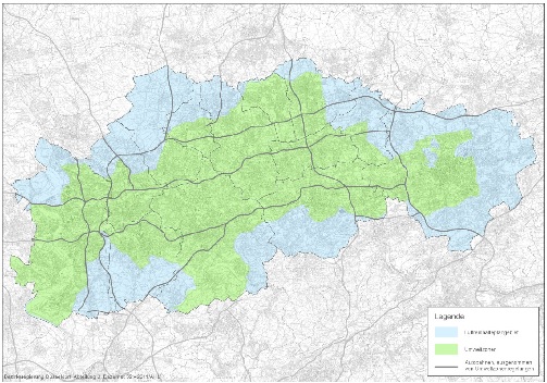 Duitsland Ruhr enkele lage emissie zone kaart