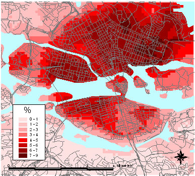 Zemljevid koncentracije Stockholm PM0.2 z lez